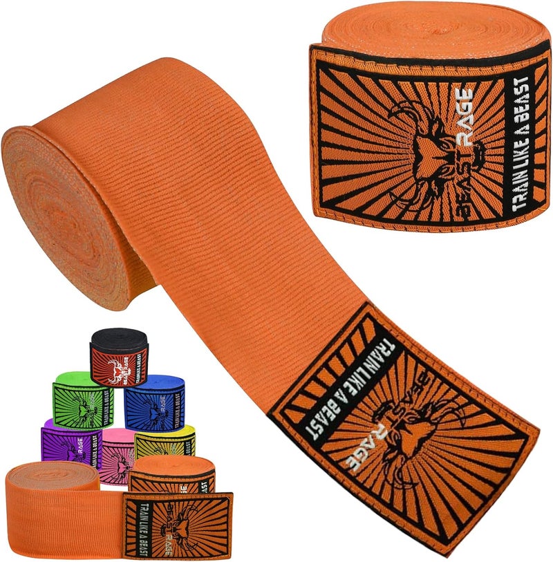 BEAST RAGE Boxing Hand Wraps for MMA Kickboxing Wrist Wraps Professional Adult 180" Semi-Elastic Martial Arts Inner Gloves Heavy Bag Handwraps Muay Thai Thumb Straps - Image 1